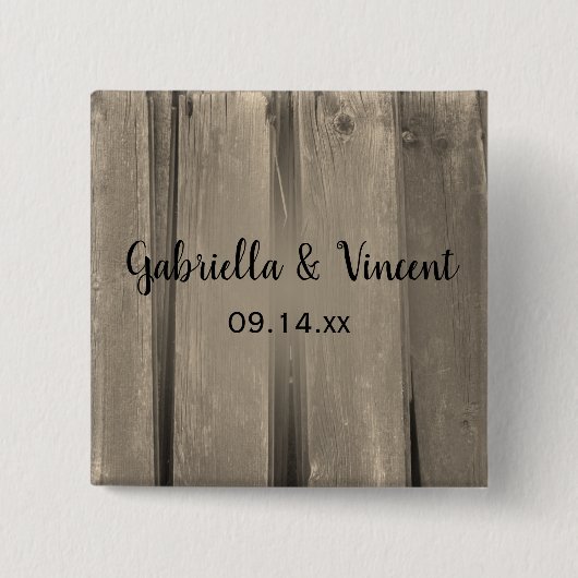 Landelijke Barn Wood Wedding Button (Voorkant)