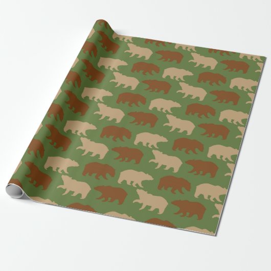 Landelijke Beer Patroon Cadeaupapier (Uitgerold)