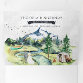 Landelijke berg rivier bos | Getekende Trouwdag Drieluik Uitnodiging (Binnenzijde eerst)