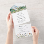 Landelijke Berg Wilde Bloem | Boho Bruiloft All In One Uitnodiging (Afscheurbaar)
