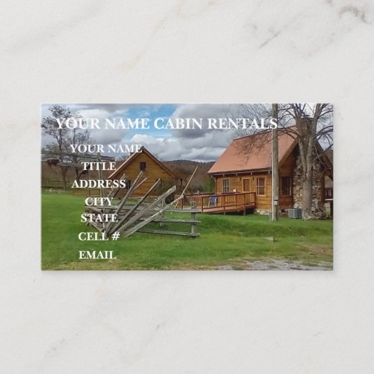 Landelijke bergcabin visitekaartje (Voorkant)