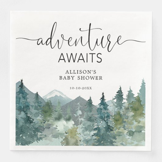 Landelijke bergen buiten thema bos bossen servet (Voorkant)