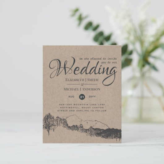 Landelijke berglandschap dennenbomen bruiloft (Staand voorkant)