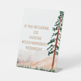 Landelijke Berglandschap Instagram Hashtag Reclamebord Met Voetstuk