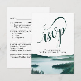 Landelijke bergmeer elegante script bruiloft RSVP kaartje
