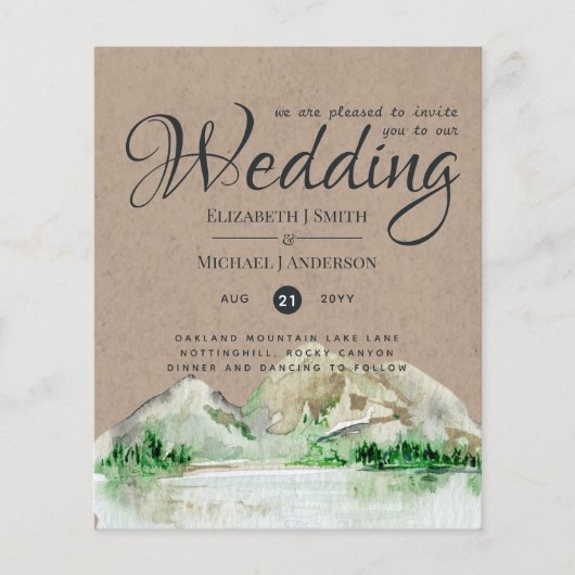 Landelijke bergtrouw in Lake Forest uitnodiging (Voorkant)