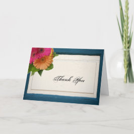 Landelijke beschilderde houten madeliefjes bedankk bedankkaart