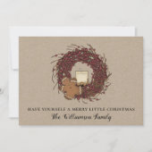 Landelijke bessenkrans rommelige kaars vrolijk feestdagenkaart (Voorkant)