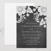 Landelijke bijtende Florale kant op Chalkboard Wed Kaart (Voorkant / Achterkant)