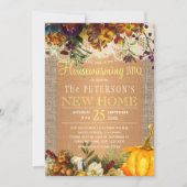 Landelijke bijtende herfst florale burlap huisverw kaart (Voorkant)