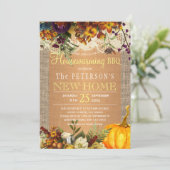 Landelijke bijtende herfst florale burlap huisverw kaart (Staand voorkant)