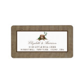 Landelijke bijtende monogramboom en bunkerbruiloft etiket (Voorkant)