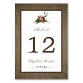 Landelijke bijtende monogramboom en bunkerbruiloft kaart (Achterkant)