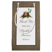 Landelijke bijtende monogramboom en bunkerbruiloft klein cadeauzakje (Voorkant)