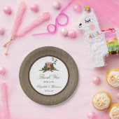 Landelijke bijtende monogramboom en bunkerbruiloft papieren bordje (Feest)