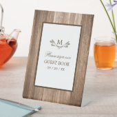 Landelijke bijtende monogrammen en houtwuwingen reclamebord met voetstuk (Insitu)