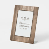 Landelijke bijtende monogrammen en houtwuwingen reclamebord met voetstuk (Voorkant)