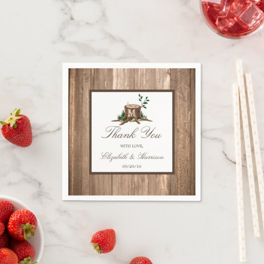 Landelijke bijtende monogrammen en houtwuwingen servetten (Insitu)