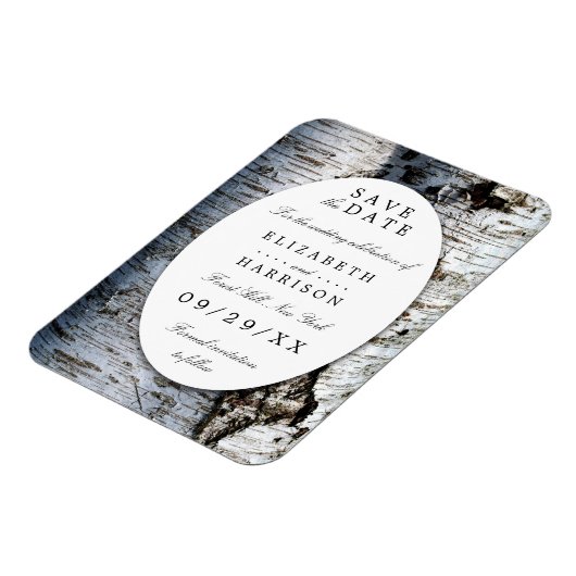 Landelijke bijtende vogelboom die de datum bewaart magneet (Linkerzijde)