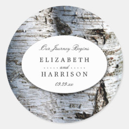 Landelijke bijtende vogelboom ronde sticker