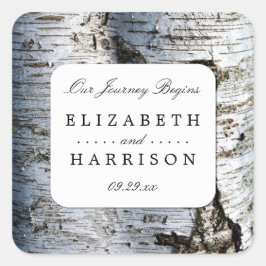 Landelijke bijtende vogelboom vierkante sticker