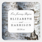 Landelijke bijtende vogelboom vierkante sticker (Voorkant)