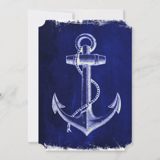 landelijke blauwe anker zeevaart trouwuitnodiging kaart (Achterkant)