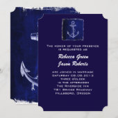 landelijke blauwe anker zeevaart trouwuitnodiging kaart (Voorkant / Achterkant)