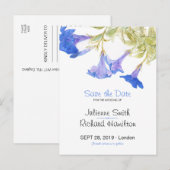 Landelijke Blauwe Bloemen Bruiloft Save the Date B Aankondigingskaart (Voorkant / Achterkant)