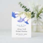 Landelijke Blauwe Bloemen Bruiloft Save the Date B Aankondigingskaart (Staand voorkant)
