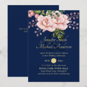 Landelijke Blauwe Blos Roze Rozen Trouw Ampersand (Voorkant / Achterkant)