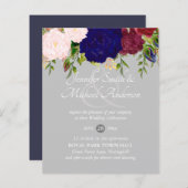 Landelijke blauwe bordeauxroze bloemen bruiloft ui (Voorkant / Achterkant)