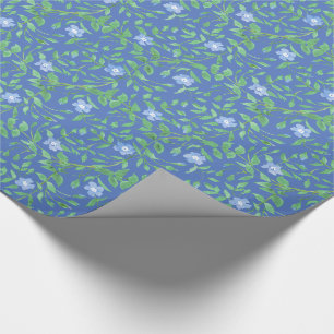 Landelijke blauwe groene bloemmotief periwinklepat cadeaupapier
