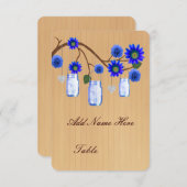 Landelijke blauwe metseljars tafel plaatskaart (Voorkant / Achterkant)