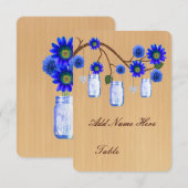 Landelijke blauwe metseljars tafel plaatskaart in  (Voorkant / Achterkant)