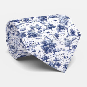 Landelijke Blauwe Plattelands Toile Patroon Stropdas