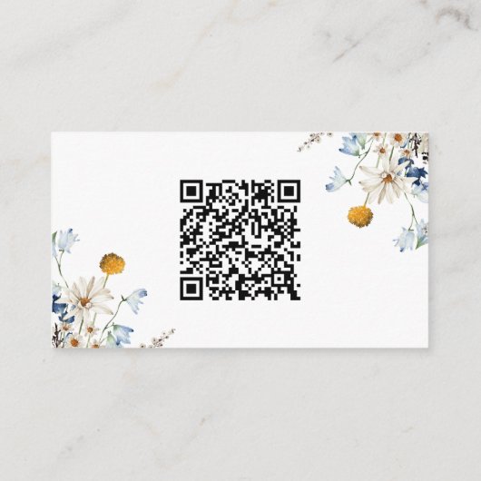 Landelijke blauwe veldbloemen en madeliefjes cadea informatiekaartje (Achterkant)