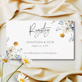 Landelijke blauwe veldbloemen en madeliefjes cadea informatiekaartje