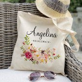 Landelijke bloem bruidsmeisje gepersonaliseerd-6 tote bag