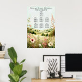 Landelijke bloem bruiloft zitplaatsen op het platt poster (Thuiskantoor)