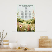 Landelijke bloem bruiloft zitplaatsen op het platt poster (Keuken)