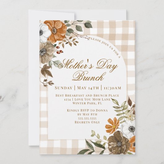 Landelijke bloem bruine koperen bruine Moederdag b Kaart (Voorkant)