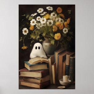 Landelijke bloem spookboek afdrukbaar, Halloween Poster