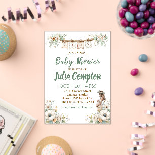 Landelijke bloemen baby shower uitnodiging