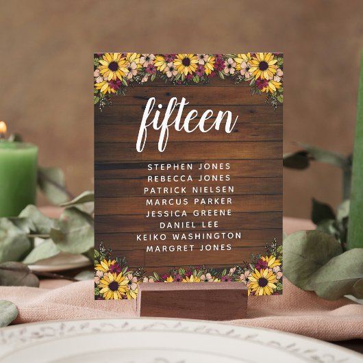 Landelijke Bloemen Houten Tafel Nummer Gast Naam B