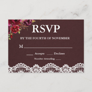 Landelijke bloemen kant trouw-RSVP RSVP Kaartje