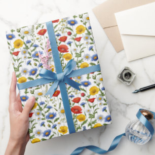 Landelijke bloemen Kleurrijke mooie wilde bloemen Cadeaupapier