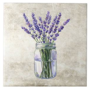Landelijke Bloemen Lavendel in Antieke Vaas Tegeltje