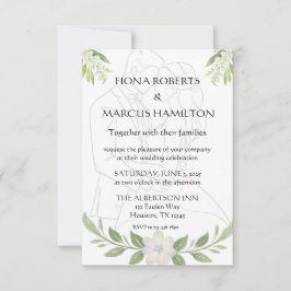 Landelijke Bloemen & Minimalistische Elegante Trou RSVP Kaartje