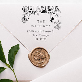 Landelijke bloemen moderne familie retouradres rubberstempel